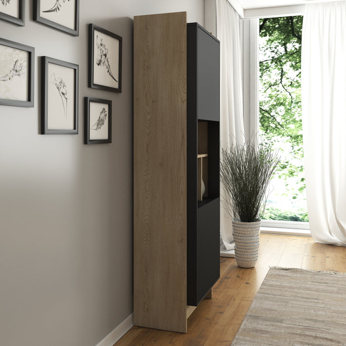 Meubella - Vitrinekast Benz - Zwart - 59 cm