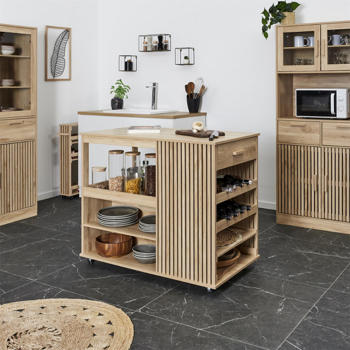 MISOU Klaus Keukeneiland met Lades Opbergkast op Wieltjes Werkblad...