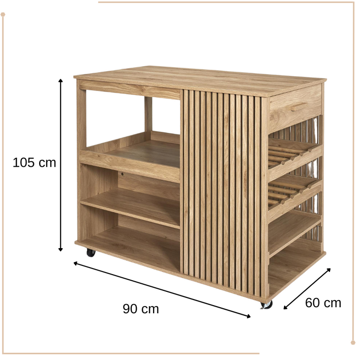 MISOU Klaus Keukeneiland met Lades Opbergkast op Wieltjes Werkblad...