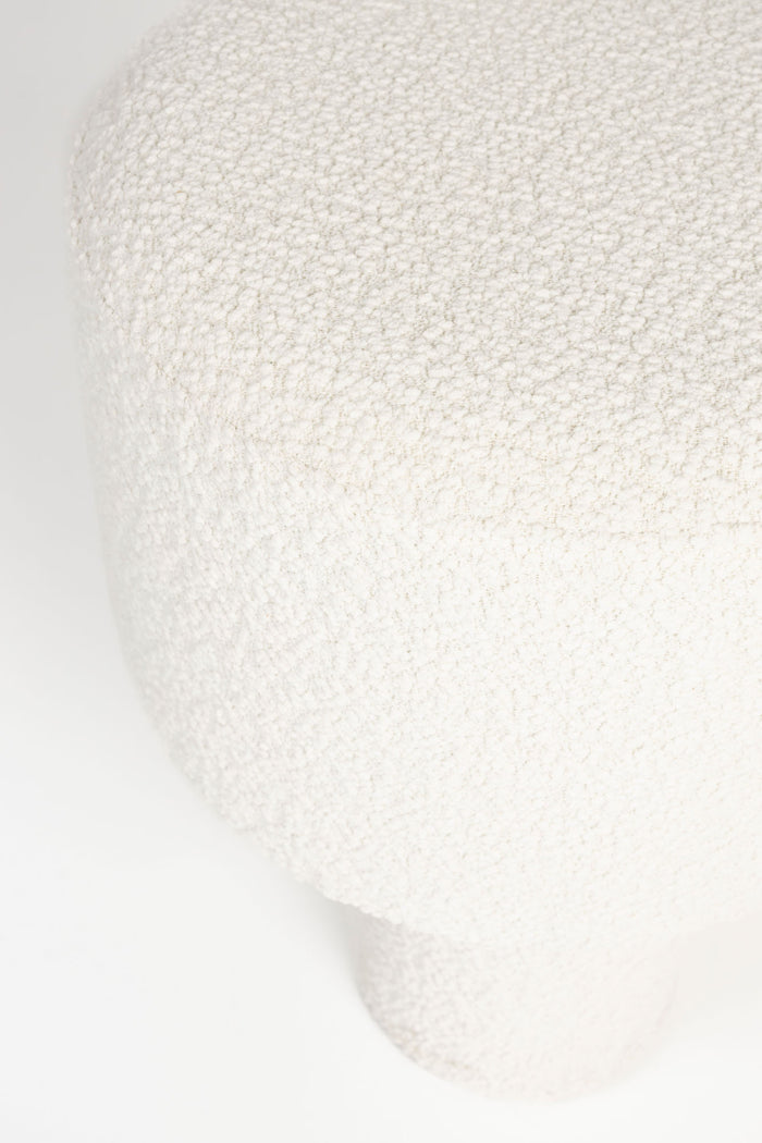 Giga Meubel - Poef Wit Bouclé - 40x40x44cm - Marcos