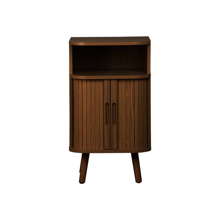 sweeek - Scandinavisch nachtkastje houtdecor 2 schuifdeuren