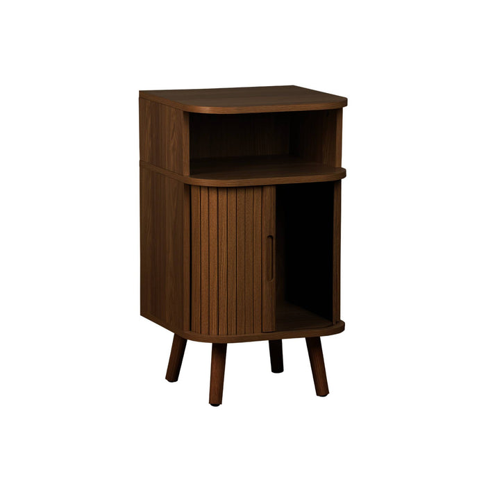 sweeek - Scandinavisch nachtkastje houtdecor 2 schuifdeuren