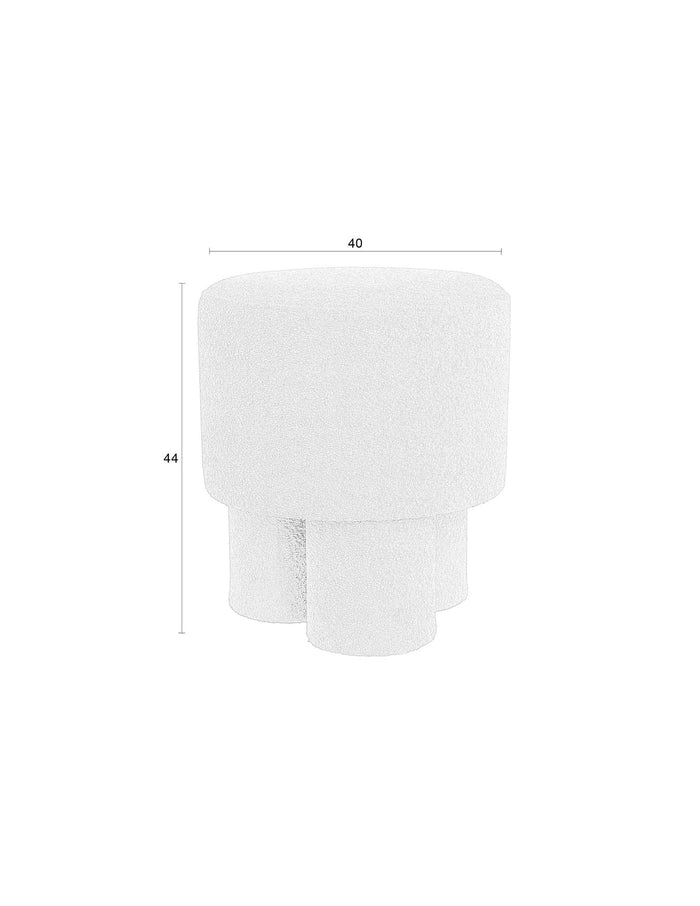 Giga Meubel - Poef Wit Bouclé - 40x40x44cm - Marcos