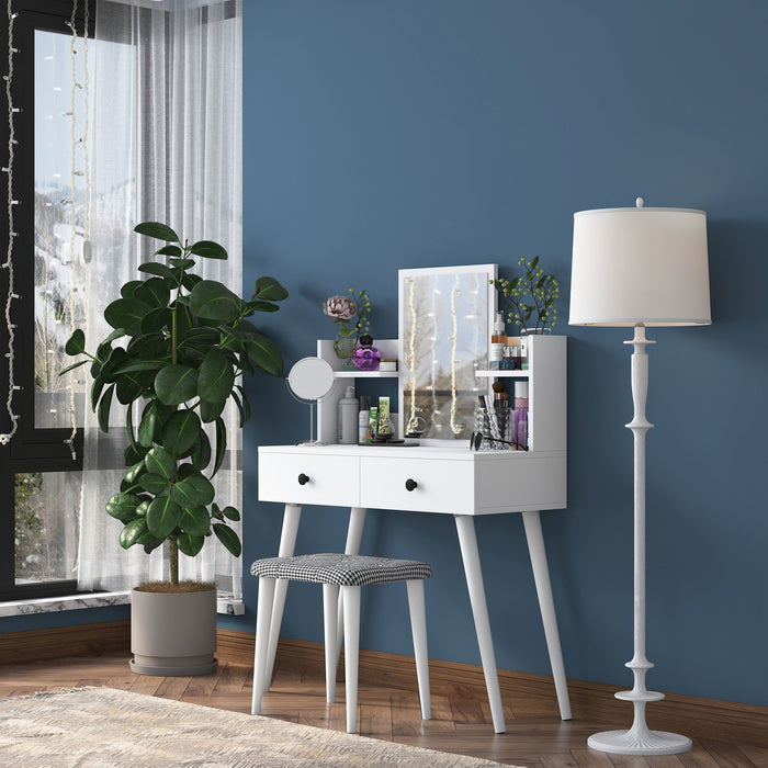 Giga Meubel - Make-up Tafel Wit - 112cm - Incl. Kruk - Bulon