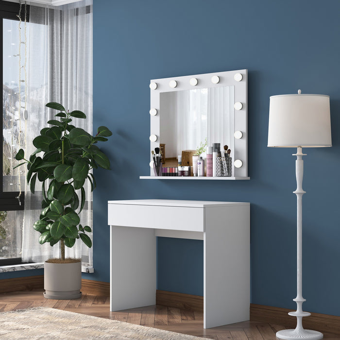 Giga Meubel - Make-up Tafel Wit - 90cm - Incl. Spiegel - Bengisu