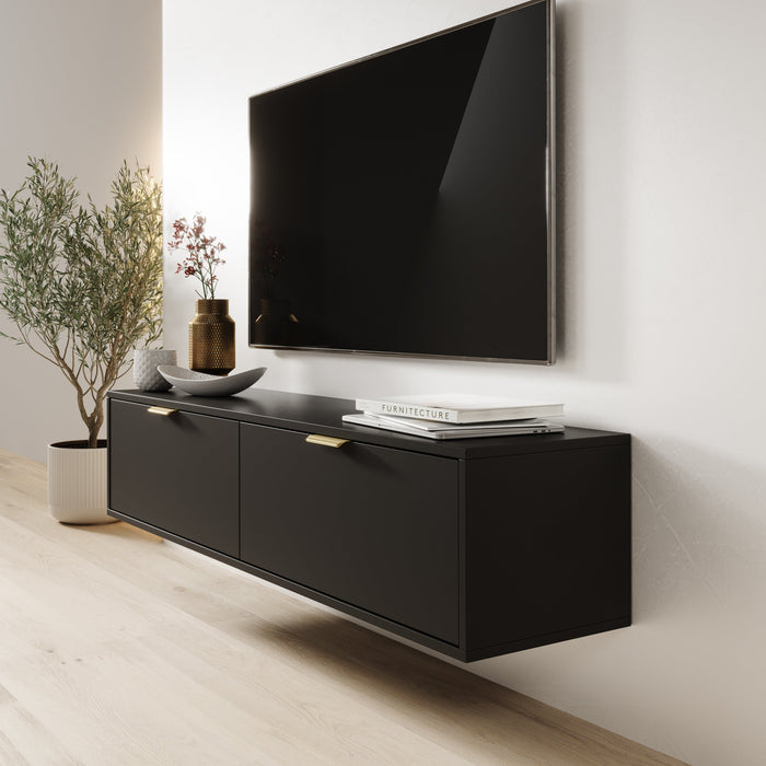 Meubella - TV-Meubel Silas - Zwart - 140 cm