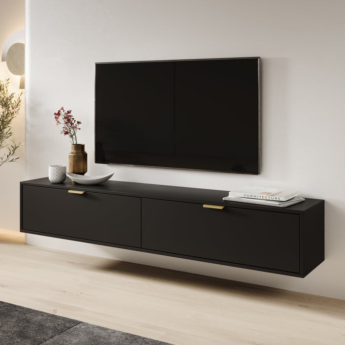 Meubella - TV-Meubel Silas - Zwart - 175 cm