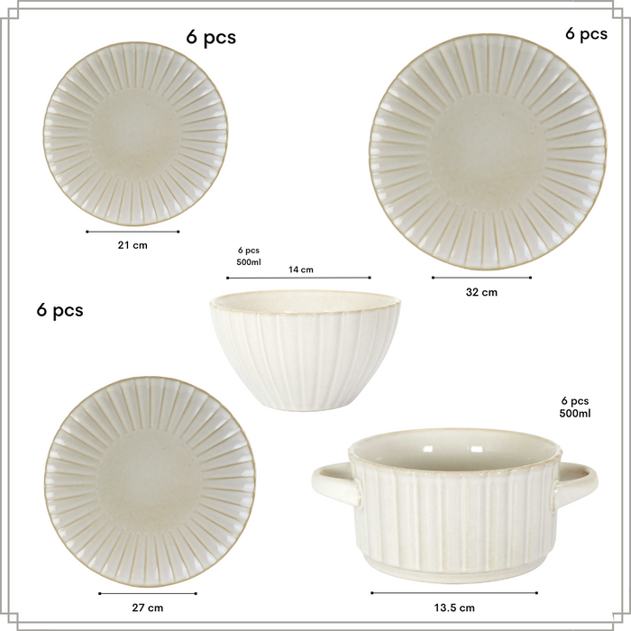 OTIX Serviesset 6 Persoons Borden Set 30-delig Ontbijtborden Dinerb...