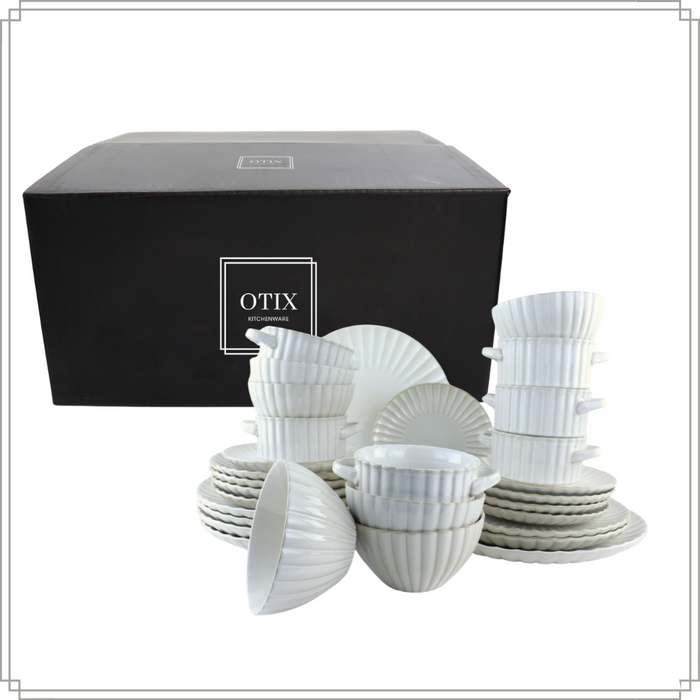 OTIX Serviesset 6 Persoons Borden Set 30-delig Ontbijtborden Dinerb...