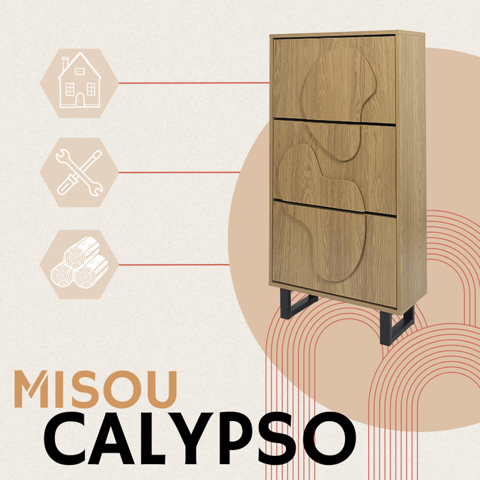 MISOU Calypso Schoenenkast met 3 Lades Schoenen Opbersysteem Hout S...
