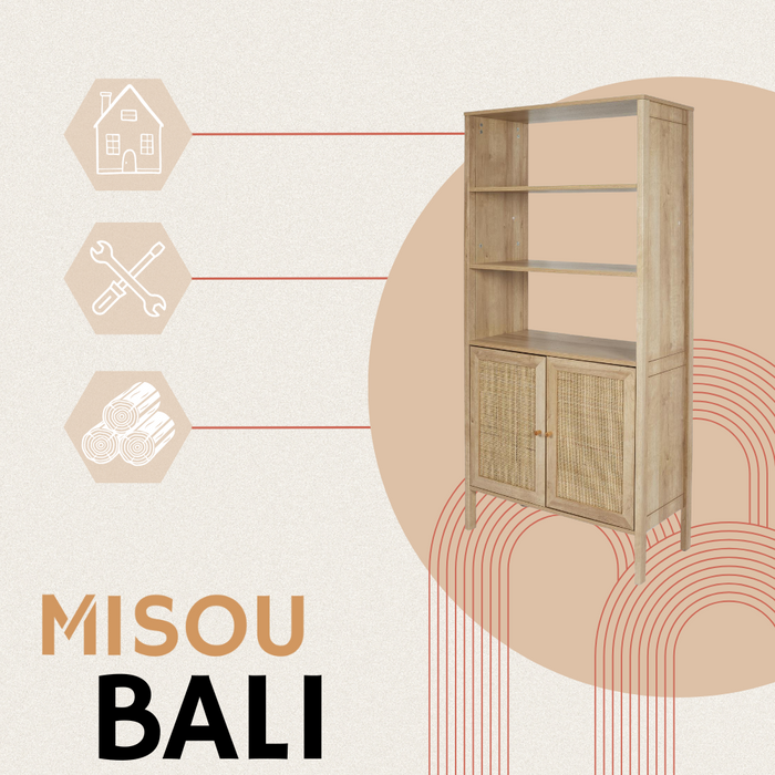 MISOU Bali Buffetkast Open Wandkast met Deuren Kast Woonkamer Opber...