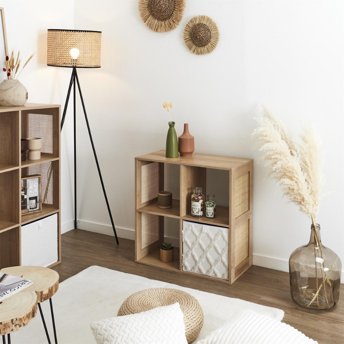 MISOU Bali Wandkast Open Vakkenkast met 4 Vakken Kast Rotan Hout Op...