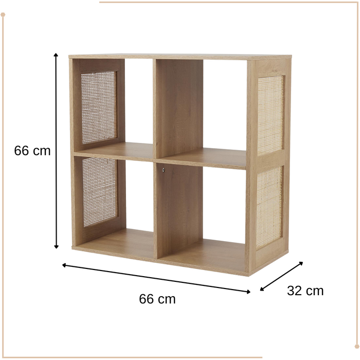 MISOU Bali Wandkast Open Vakkenkast met 4 Vakken Kast Rotan Hout Op...