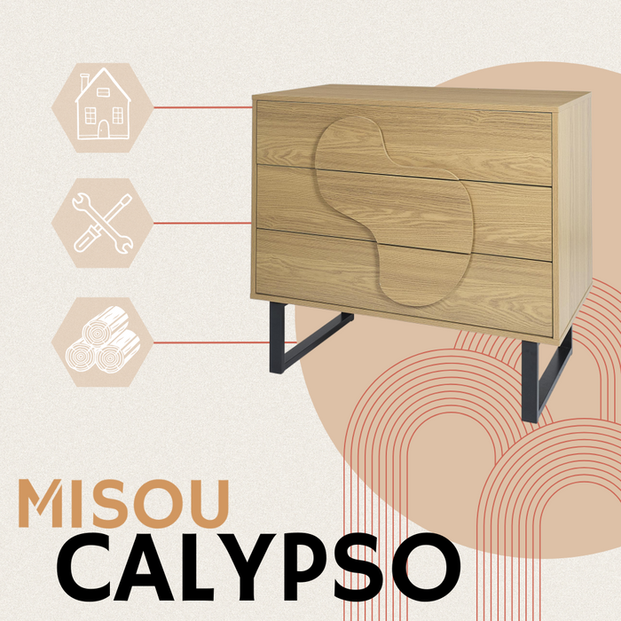 MISOU Calypso Ladekast Commode op Poten met 3 Lades Woonkamer Opber...