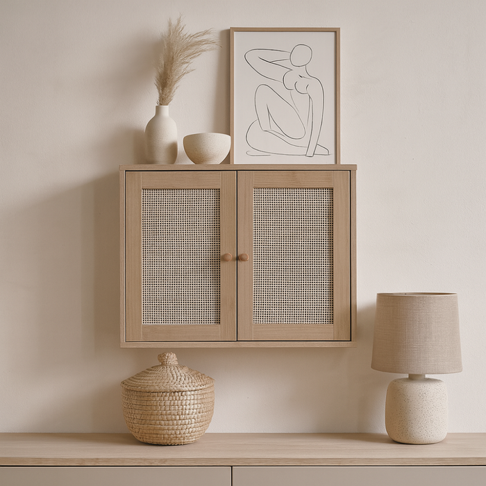 MISOU Bali Wandkastje Ophangbaar Zwevend Nachtkastje Wandkast Woonk...