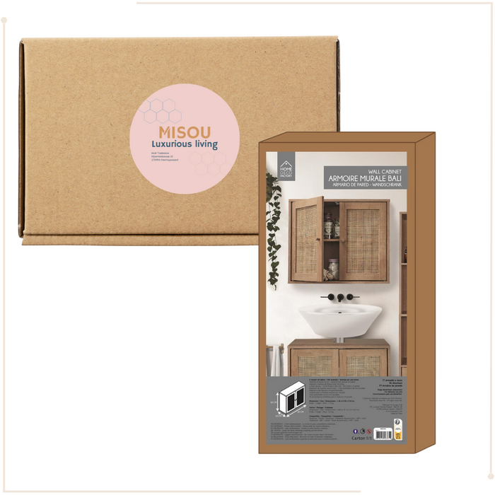 MISOU Bali Wandkastje Ophangbaar Zwevend Nachtkastje Wandkast Woonk...