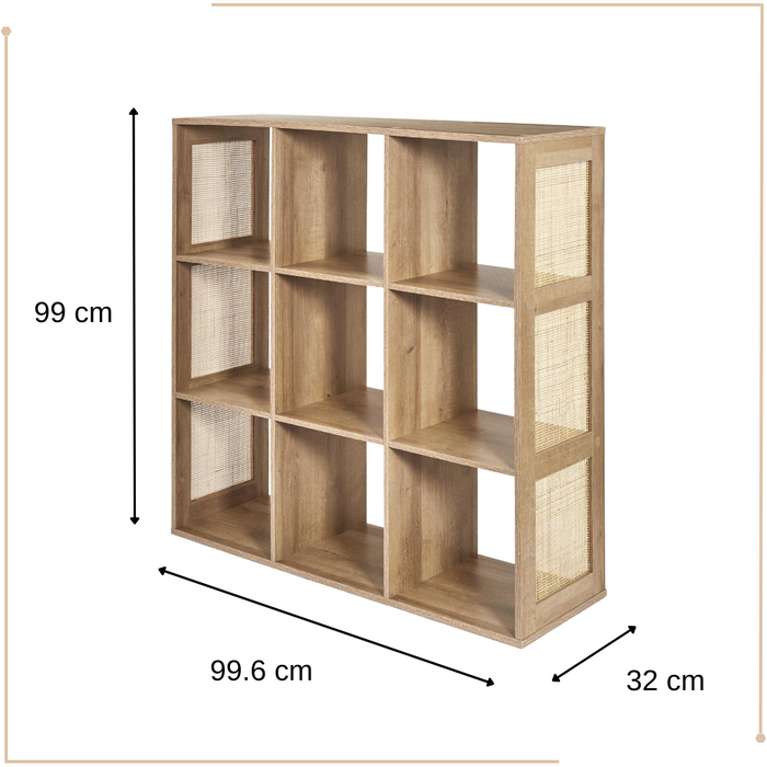 MISOU Bali Wandkast Open Vakkenkast met 9 Vakken Kast Rotan Hout Op...