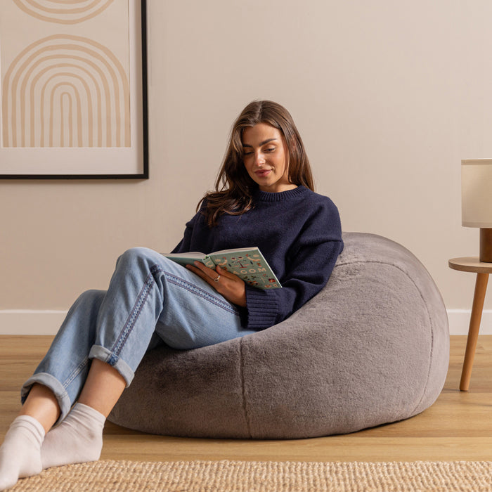 icon Kingston Zitzak - Fluffy Pluche Imitatiebont - Grijs