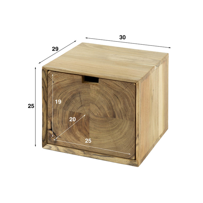 Giga Meubel - Nachtkastje Naturel Hout - 30x29x25cm - Block