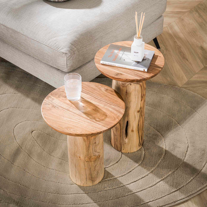 Giga Meubel - Bijzettafel Naturel Hout - 35x35x55cm - River Solid