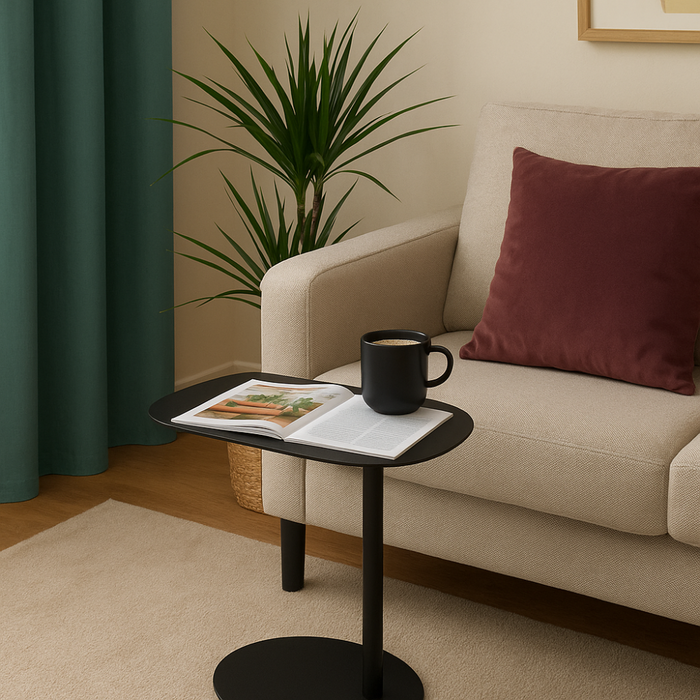 MISOU Bijzettafel Banktafel Organisch Zwart op Voet Koffietafel 35x...