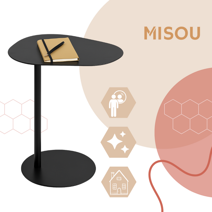 MISOU Bijzettafel Banktafel Organisch Zwart op Voet Koffietafel 35x...