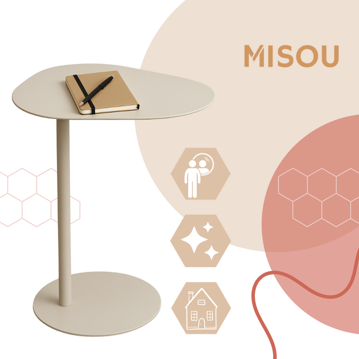 MISOU Bijzettafel Banktafel Organisch Beige op Voet Koffietafel 35x...