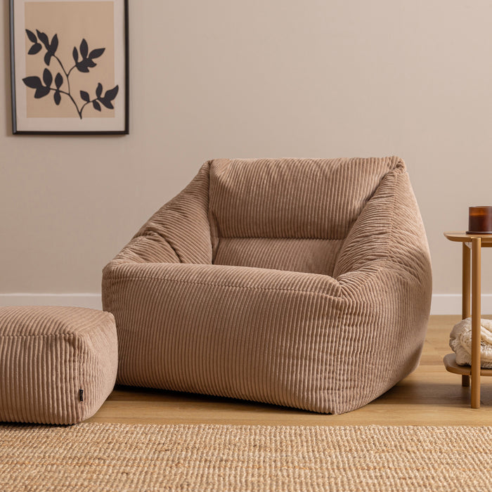 icon Natalia Zitzak Fauteuil met Poef - Ribfluweel - Mocha