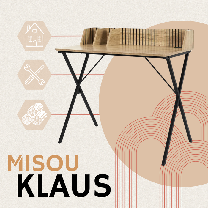 MISOU Klaus Bureau Laptoptafel Bureautafel met Opbergvakjes Hout St...