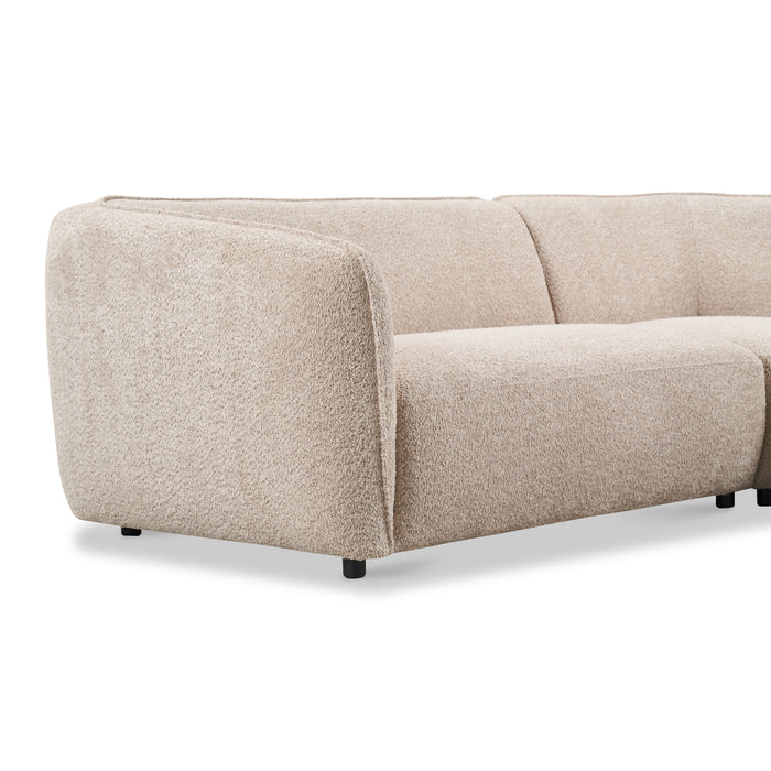 by fonQ Soft Hoekbank Rechts - Open Eind - Bouclé - Greige