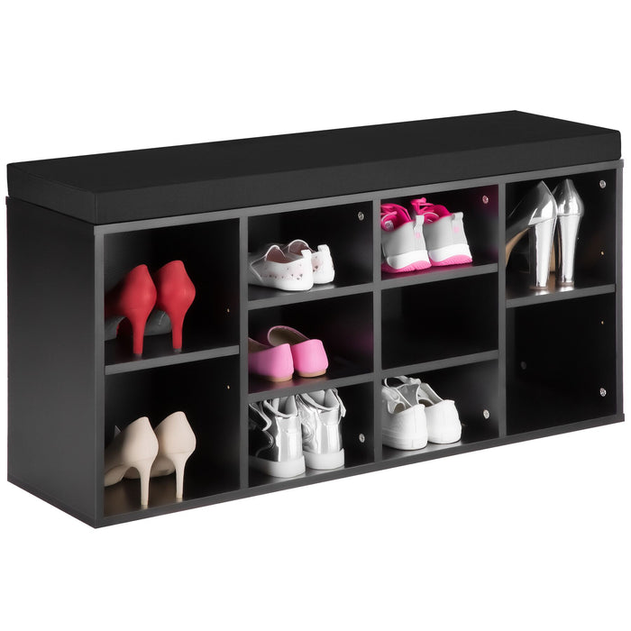 tectake® Schoenenkast met zitkussen 103,5x48x30cm