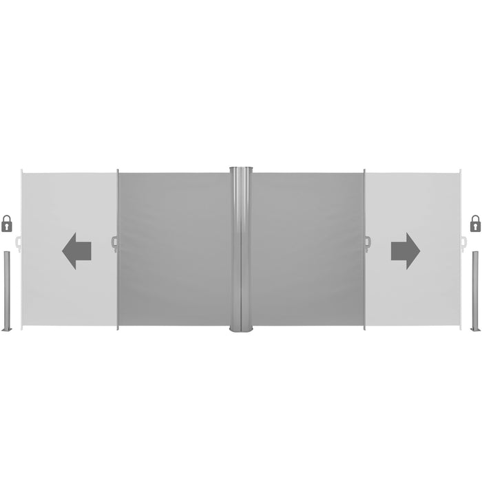 tectake® Aluminium dubbel windscherm uitschuifbaar met oprolmechanisme