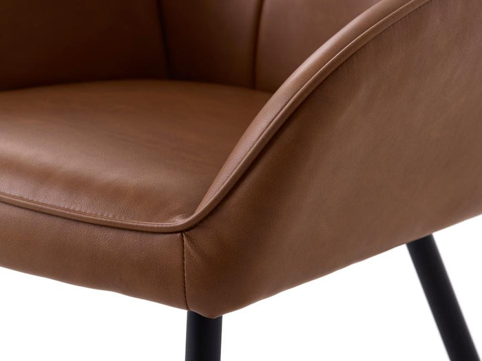 Giga Living - Eetkamerstoel Bruin PU Leer - Nolan Square - Set van 2