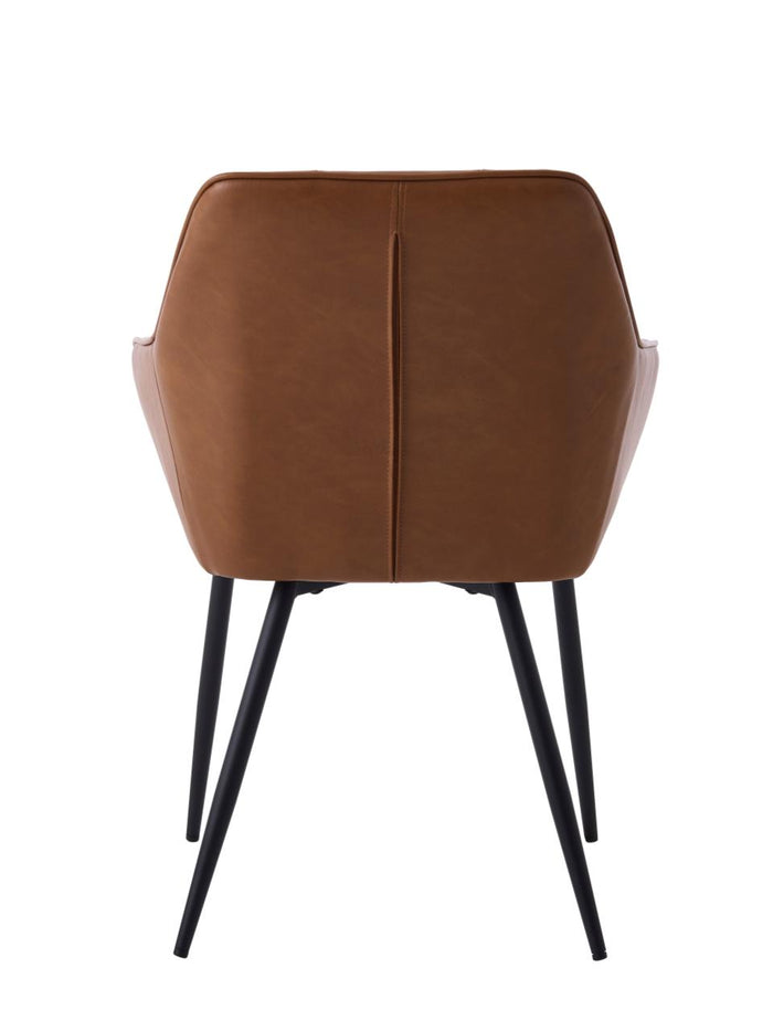 Giga Living - Eetkamerstoel Bruin PU Leer - Nolan Square - Set van 2