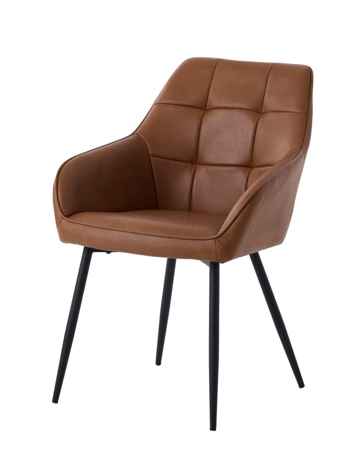 Giga Living - Eetkamerstoel Bruin PU Leer - Nolan Square - Set van 2