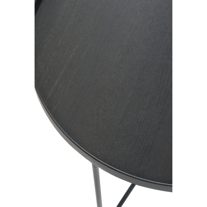 J-Line bijzettafel Rond - hout|metaal - donkerbruin - small