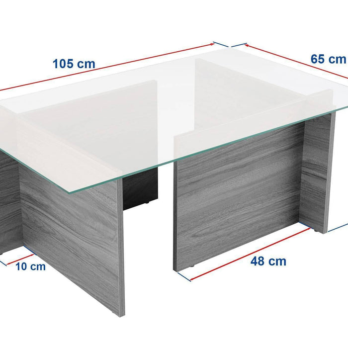Calicosy - Salontafel met glazen blad L105 cm - NOAH