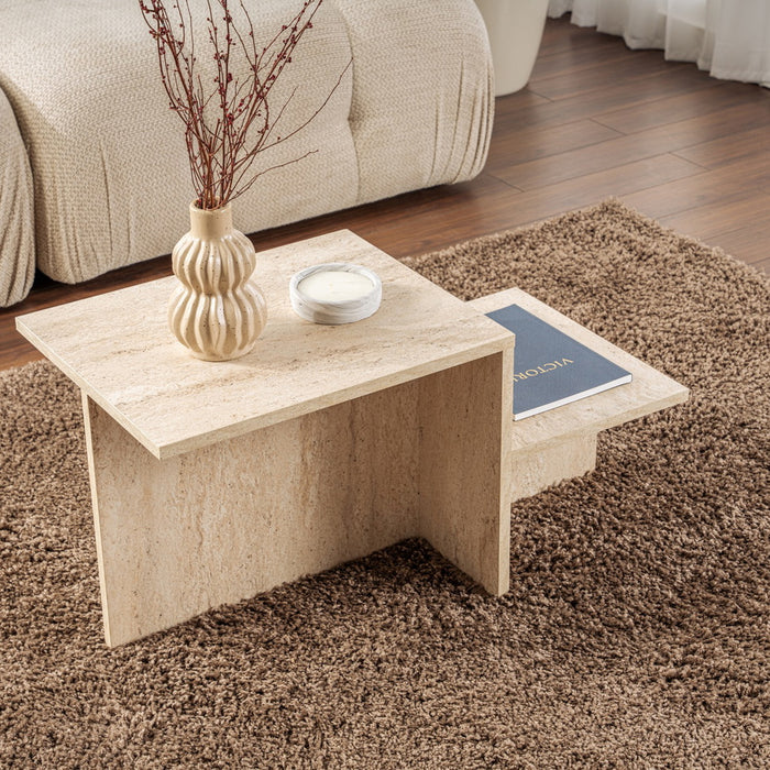 Giga Meubel - Salontafel Travertin Hout - 80x40x40cm - Harmony