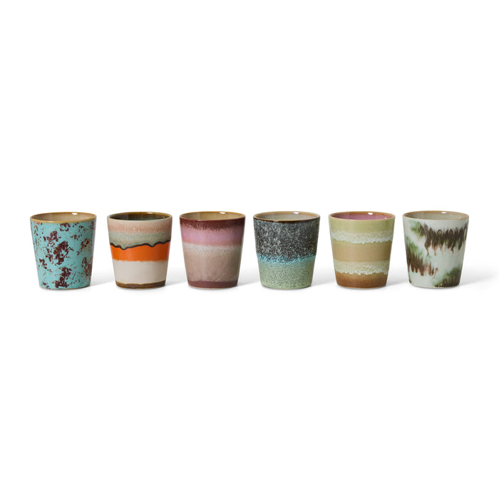 HKliving 70's Ceramics Mokken 0,23 L - Set van 6 - Surreal