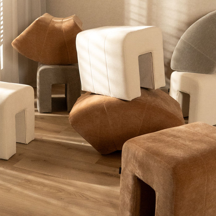 Bronx71 Modulaire hocker Seth chenille terracotta