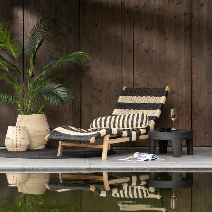 J-Line tafel Rond - hout - zwart - set van 2