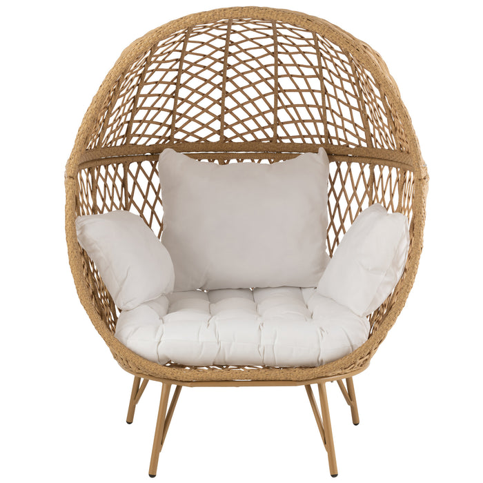 J-Line schommelstoel + kussen Zayo - metaal|riet - zwart