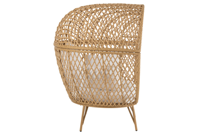 J-Line schommelstoel + kussen Zayo - metaal|riet - zwart