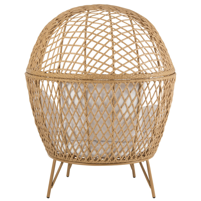 J-Line schommelstoel + kussen Zayo - metaal|riet - zwart