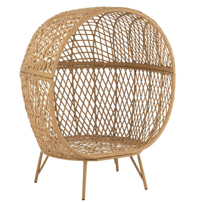 J-Line schommelstoel + kussen Zayo - metaal|riet - zwart