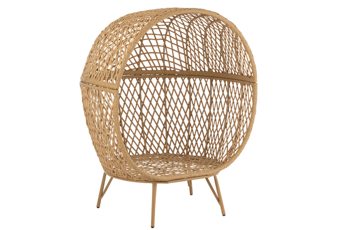 J-Line schommelstoel + kussen Zayo - metaal|riet - zwart