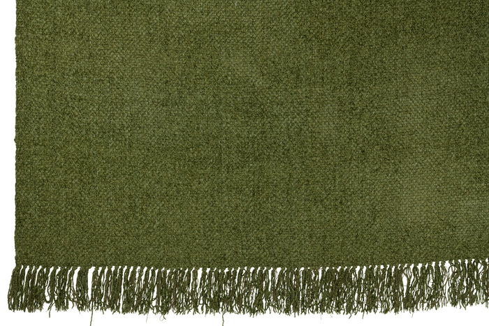 J-Line plaid Gewoven + Franjes - viscose - donkergroen - 180