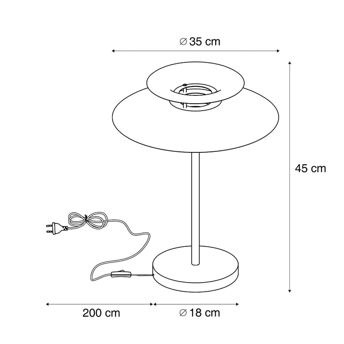 QAZQA Retro tafellamp zwart staal 45cm - Pauly