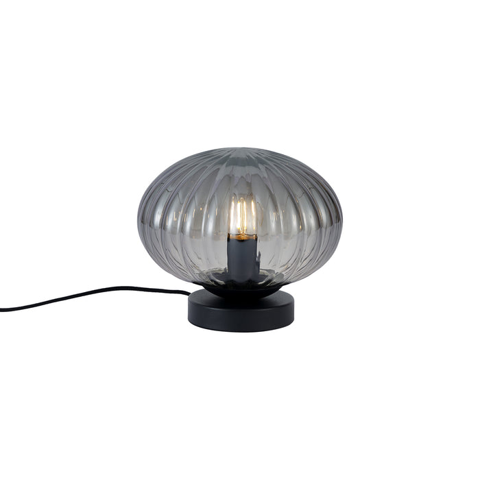 QAZQA Design tafellamp zwart met smoke glas - Mochi