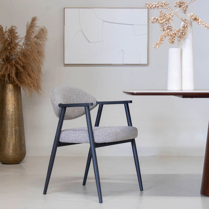 DÉJA Living - Eetkamerstoel Taupe|Zwart - Karup - Set van 2